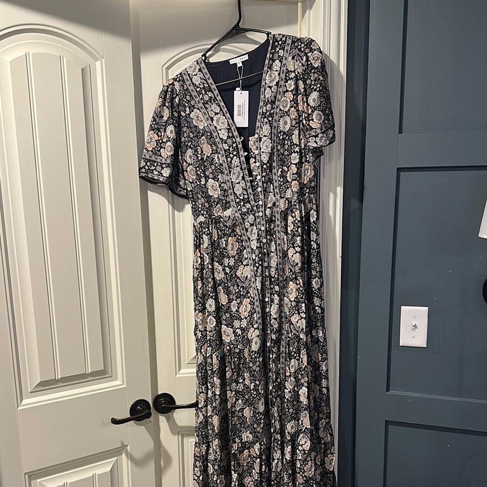 Baltic Born Black and White Flutter Sleeve Maxi Dress